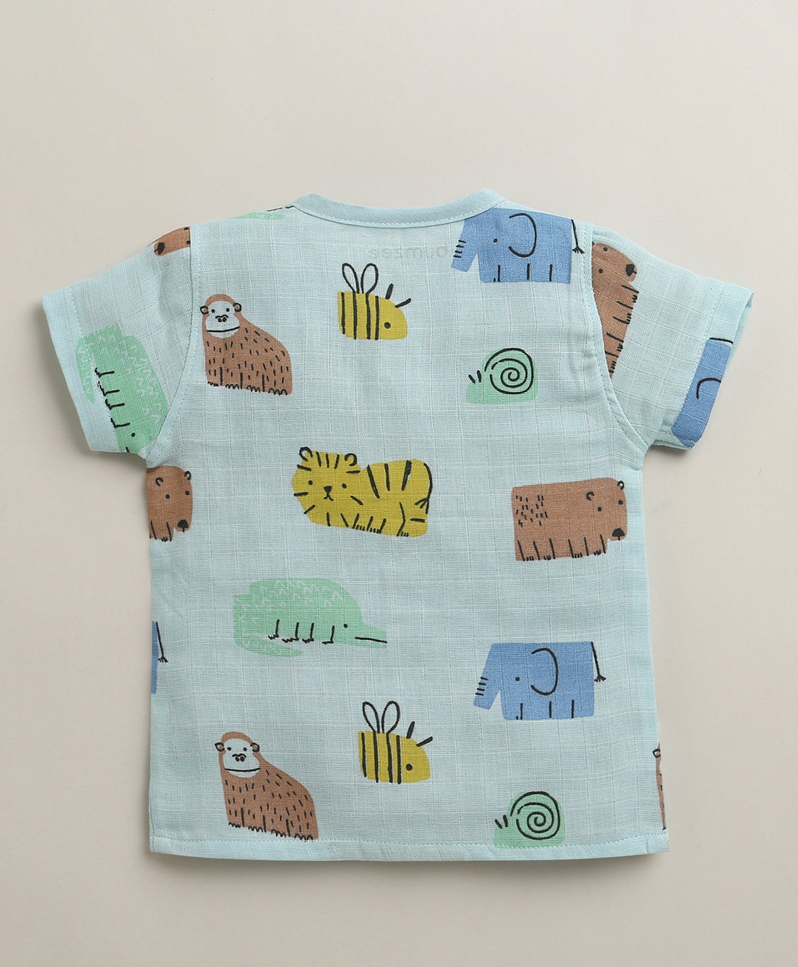 Boys Half Sleeves Pure Cotton Muslin Jabla Blue & White Pack of 2