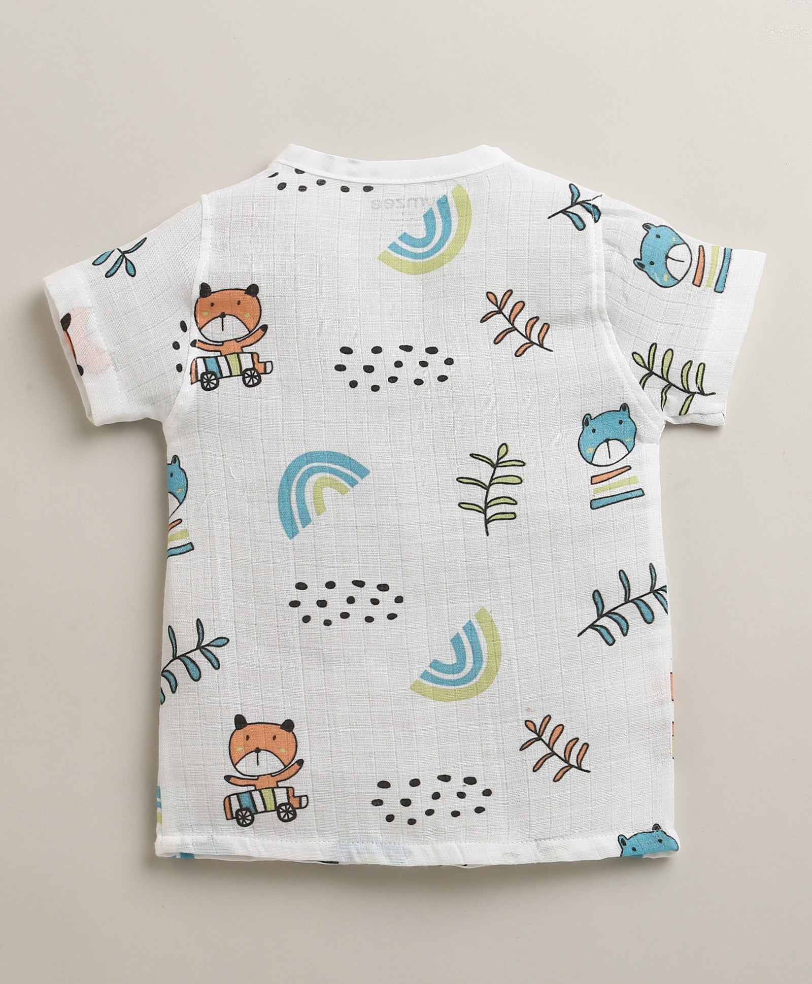 Boys Half Sleeves Pure Cotton Muslin Jabla Blue & White Pack of 2