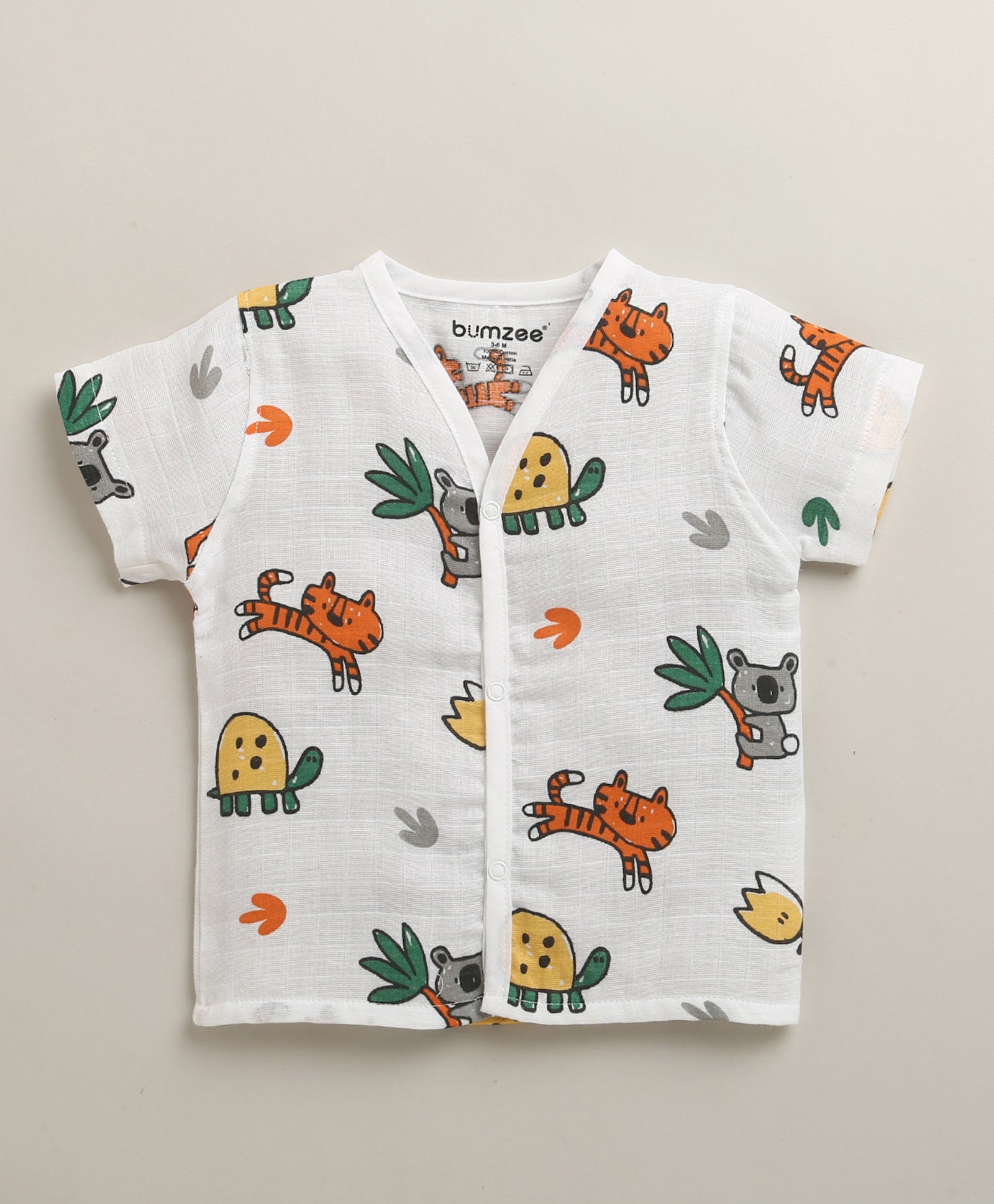 Boys Half Sleeves Pure Cotton Muslin Jabla White Pack of 2