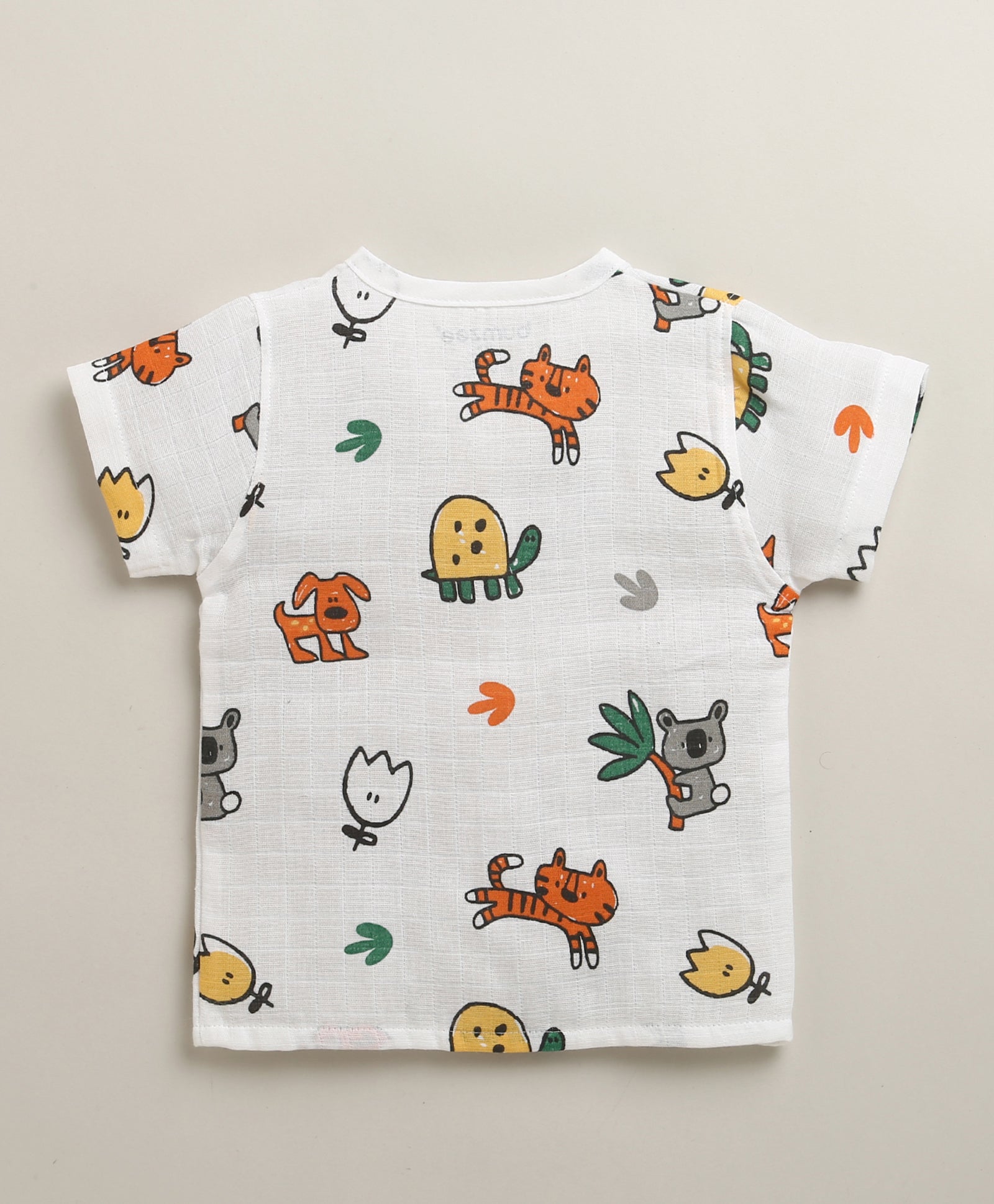 Boys Half Sleeves Pure Cotton Muslin Jabla White Pack of 2