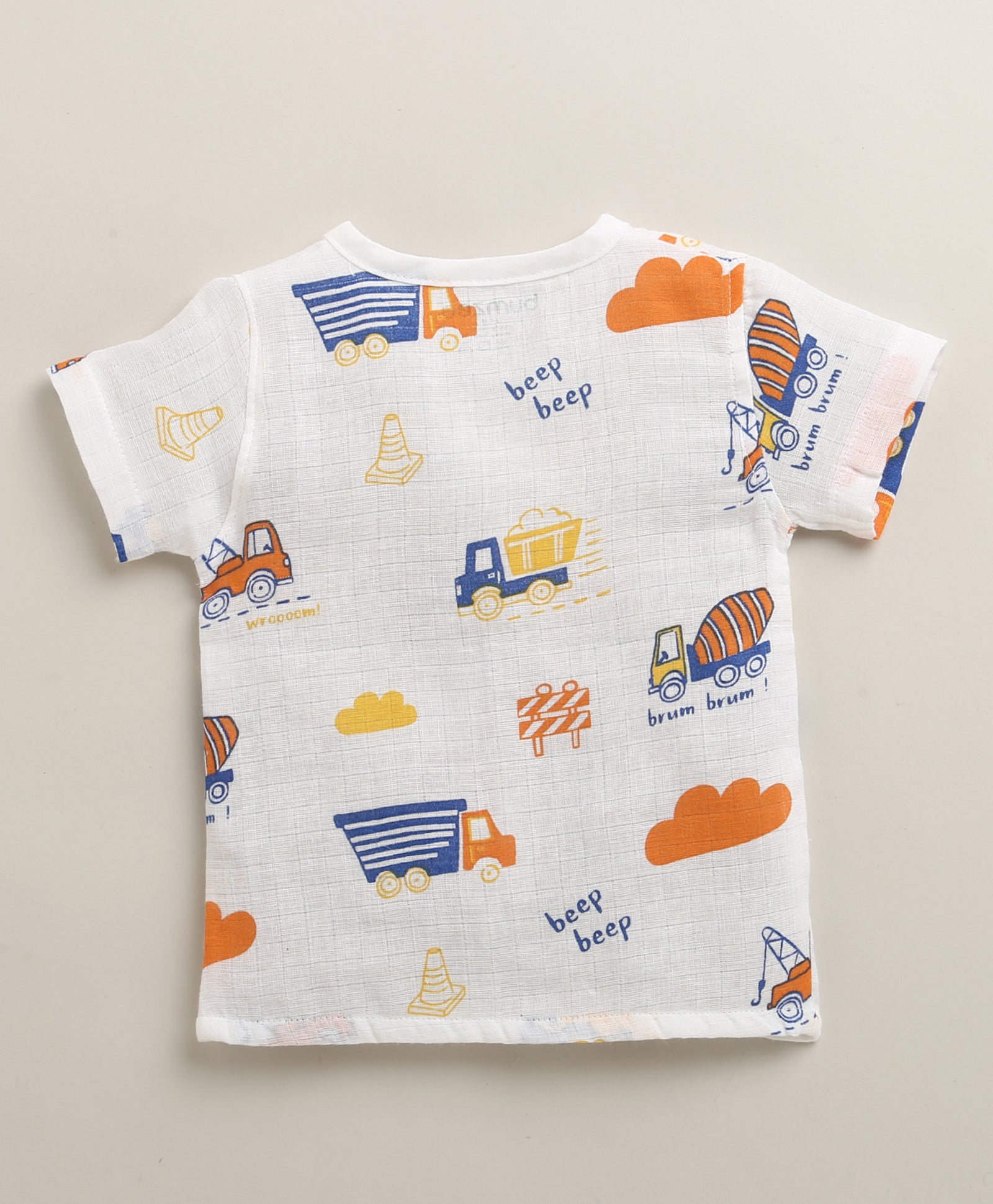 Boys Half Sleeves Pure Cotton Muslin Jabla White Pack of 2