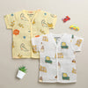 Boys Half Sleeves Pure Cotton Muslin Jabla Yellow & White Pack of 2