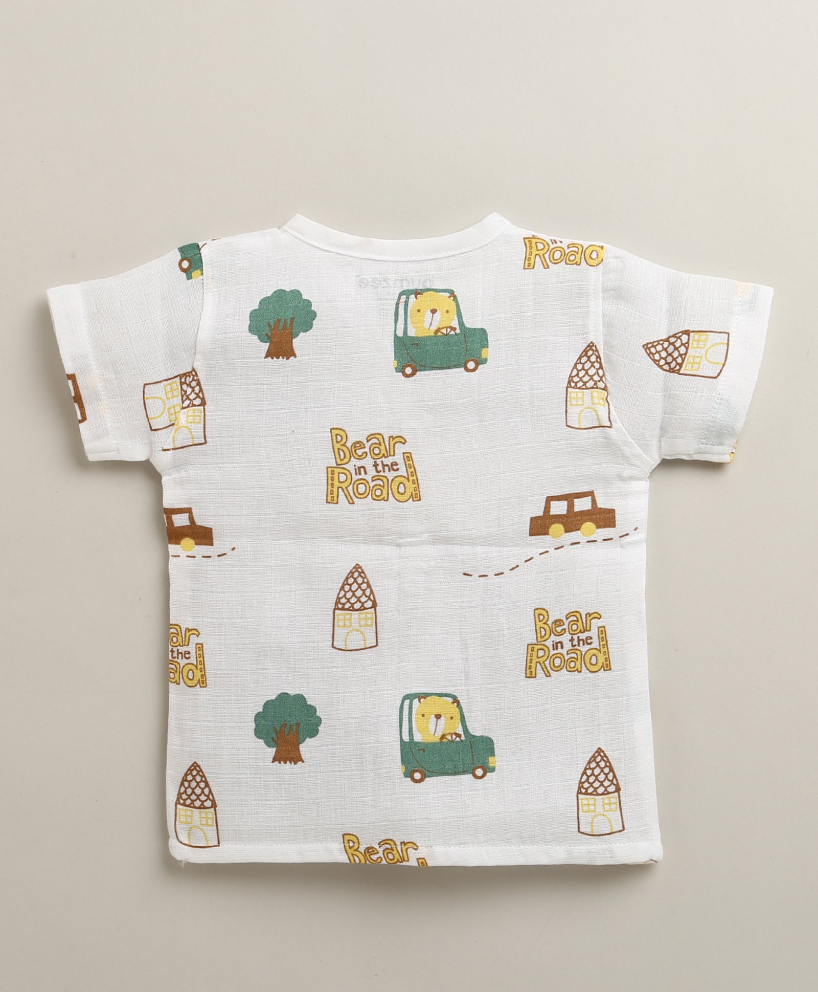 Boys Half Sleeves Pure Cotton Muslin Jabla Yellow & White Pack of 2