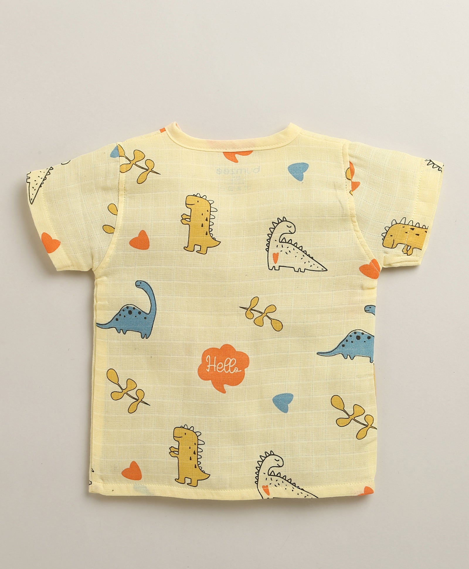 Boys Half Sleeves Pure Cotton Muslin Jabla Yellow & White Pack of 2