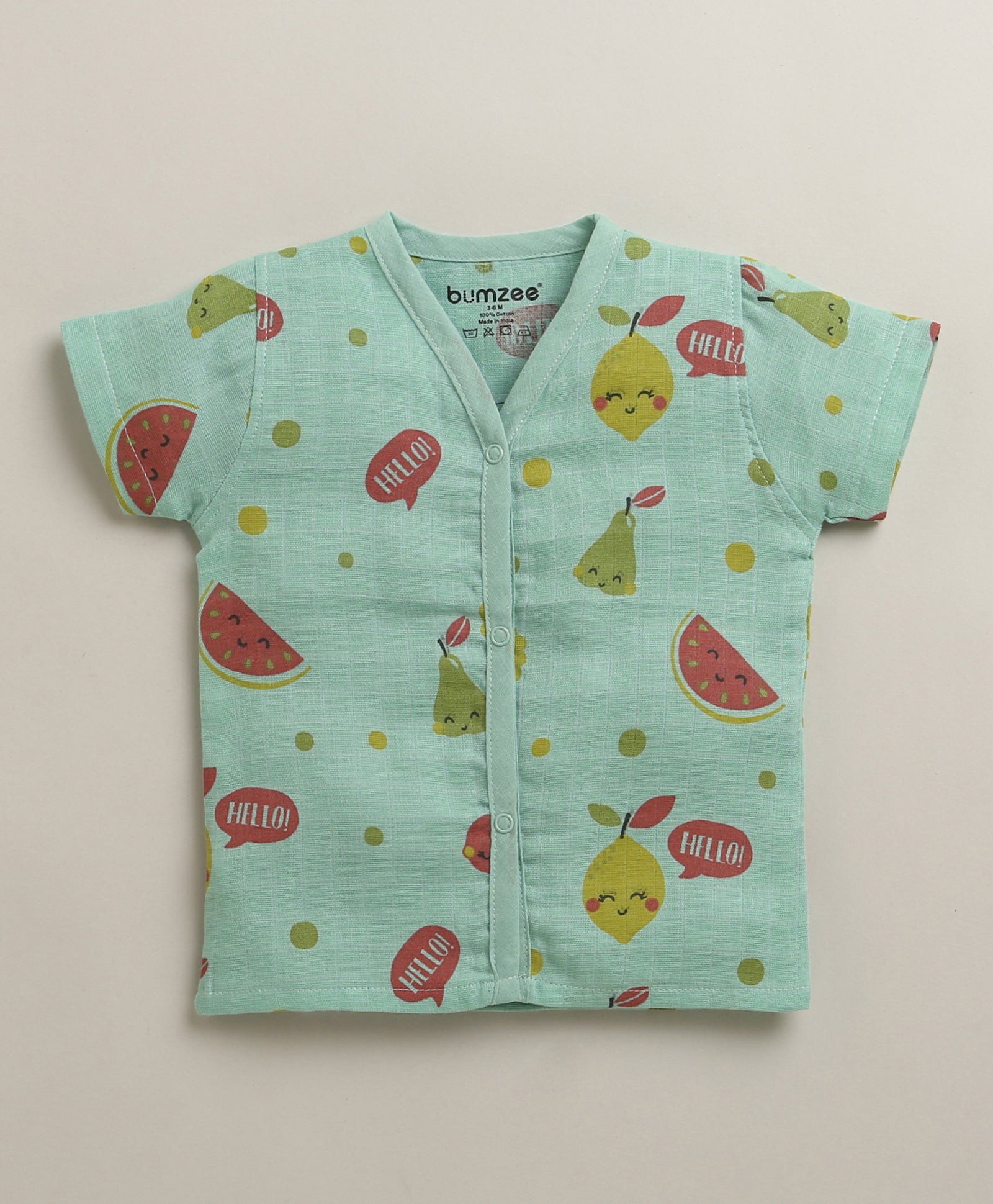 Girls Half Sleeves Pure Cotton Muslin Jabla White & Green Pack of 2