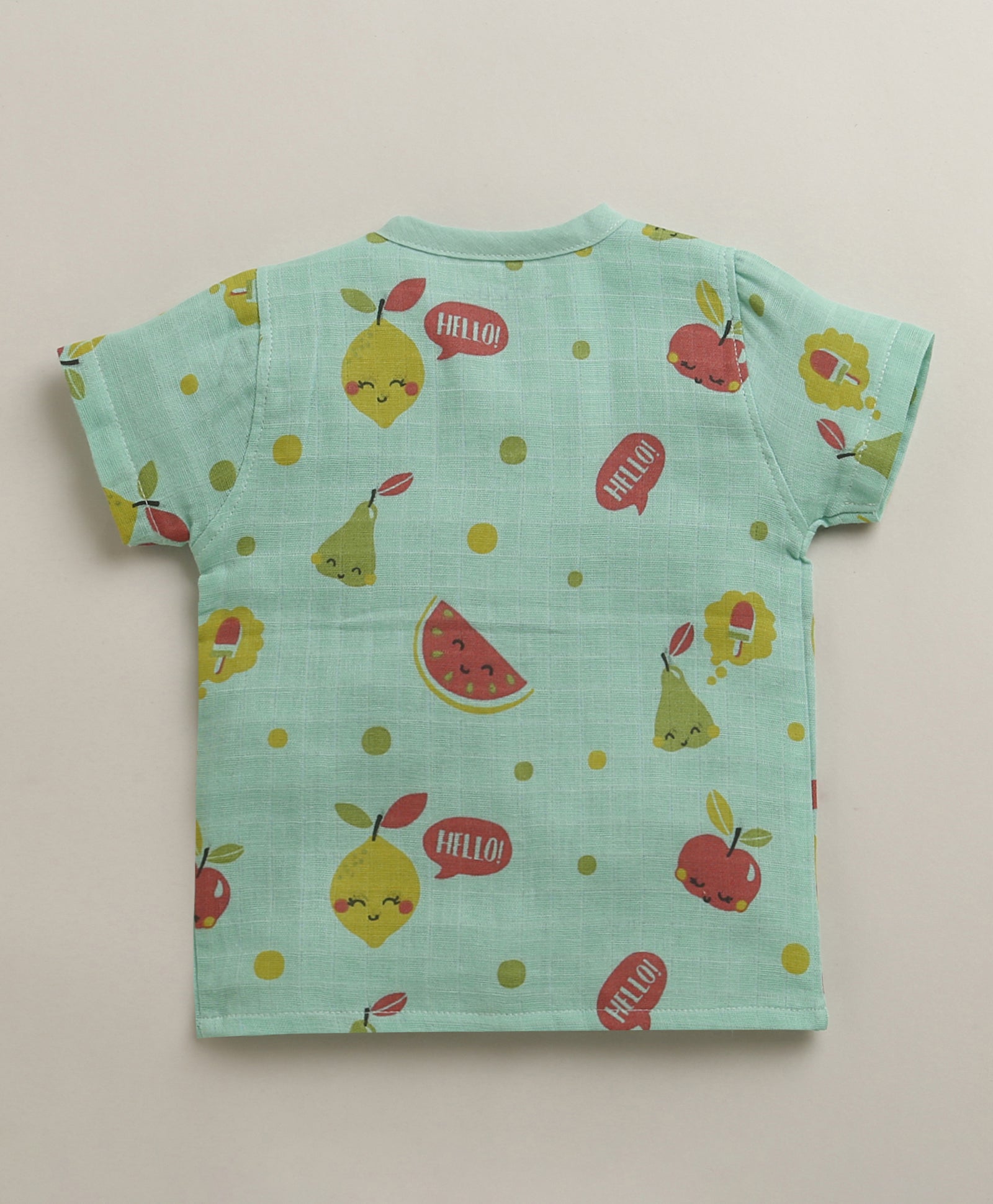Girls Half Sleeves Pure Cotton Muslin Jabla White & Green Pack of 2
