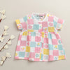 Multi Girls Half Sleeves Cotton Muslin Above Knee Length Frock