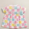 Multi Girls Half Sleeves Cotton Muslin Above Knee Length Frock
