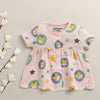 Pink Girls Half Sleeves Cotton Muslin Above Knee Length Frock