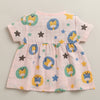 Pink Girls Half Sleeves Cotton Muslin Above Knee Length Frock