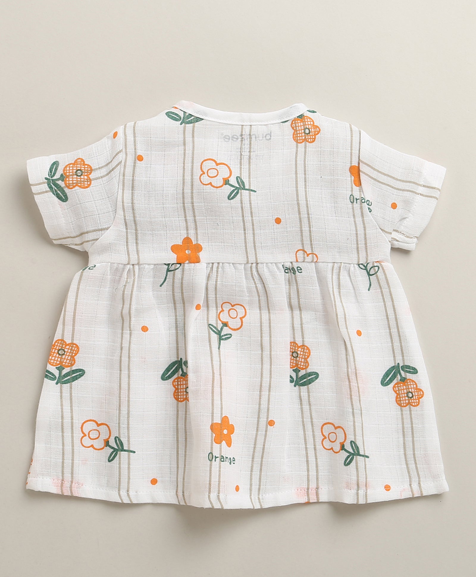 White Girls Half Sleeves Cotton Muslin Above Knee Length Frock