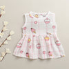 White Girls Sleeveless Cotton Muslin Above Knee Length Frock