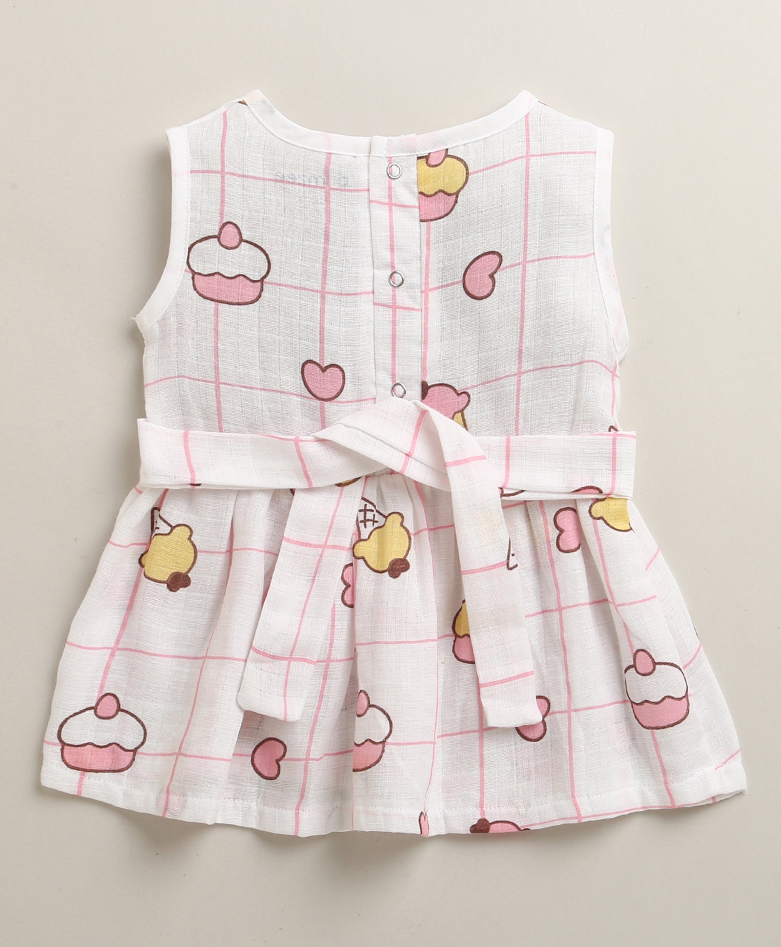 White Girls Sleeveless Cotton Muslin Above Knee Length Frock