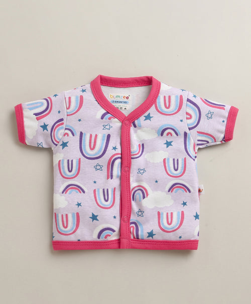 Boys 100% Cotton 0 Half Jabla & Short Set Pack of 1 - Lavender & Pink