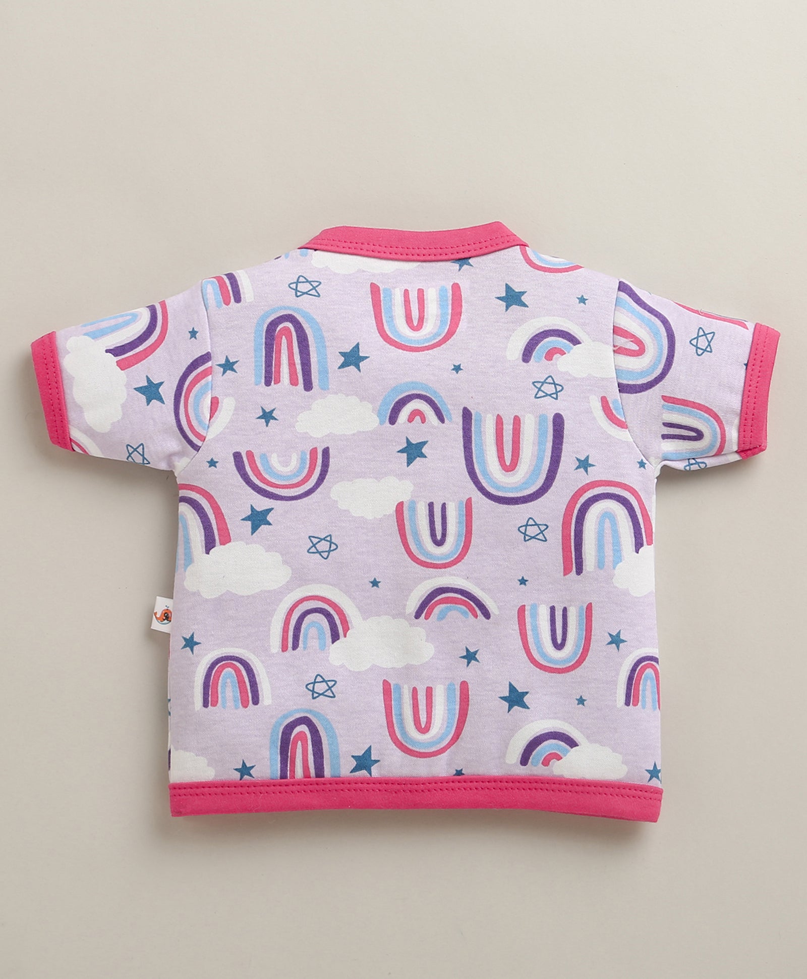 BUMZEE Lavender & Pink Baby Boys Half Sleeves Jabla & Short Set