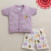 BUMZEE Lavender & White Baby Girls Half Sleeves Jabla & Short Set