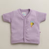 BUMZEE Lavender & White Baby Girls Half Sleeves Jabla & Short Set