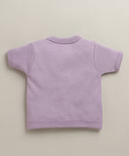 Bumzee Lavender & White Animal Print Jabla & Short Set, Half Sleeves, 100% Cotton
