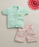 Girls 100% Cotton 0 Half Jabla & Short Set Pack of 1 - Mint Green & Peach