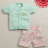 BUMZEE Mint Green & Peach Baby Girls Half Sleeves Jabla & Short Set