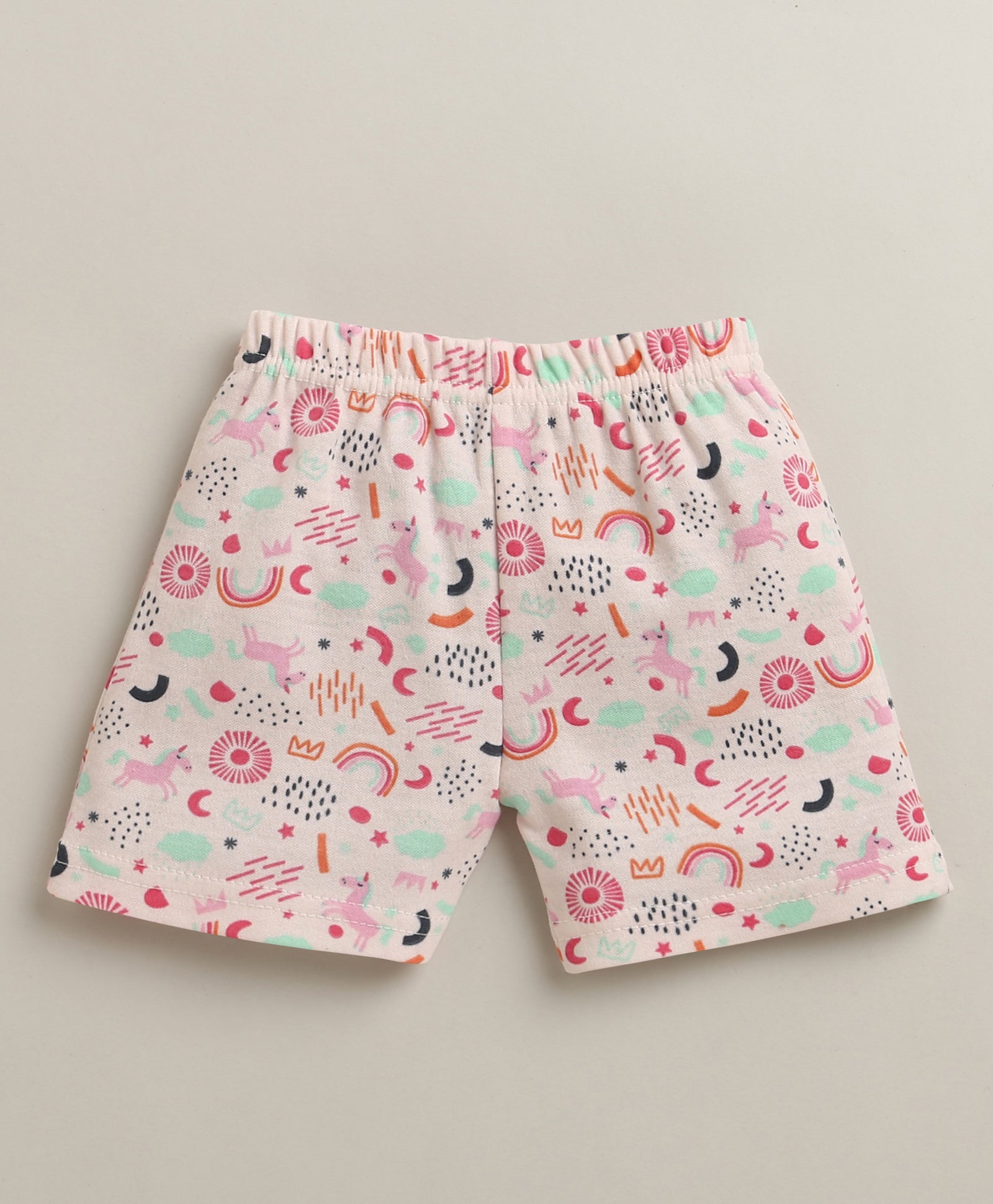 BUMZEE Mint Green & Peach Baby Girls Half Sleeves Jabla & Short Set