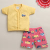 BUMZEE Yellow & Coral Baby Boys Half Sleeves Jabla & Short Set