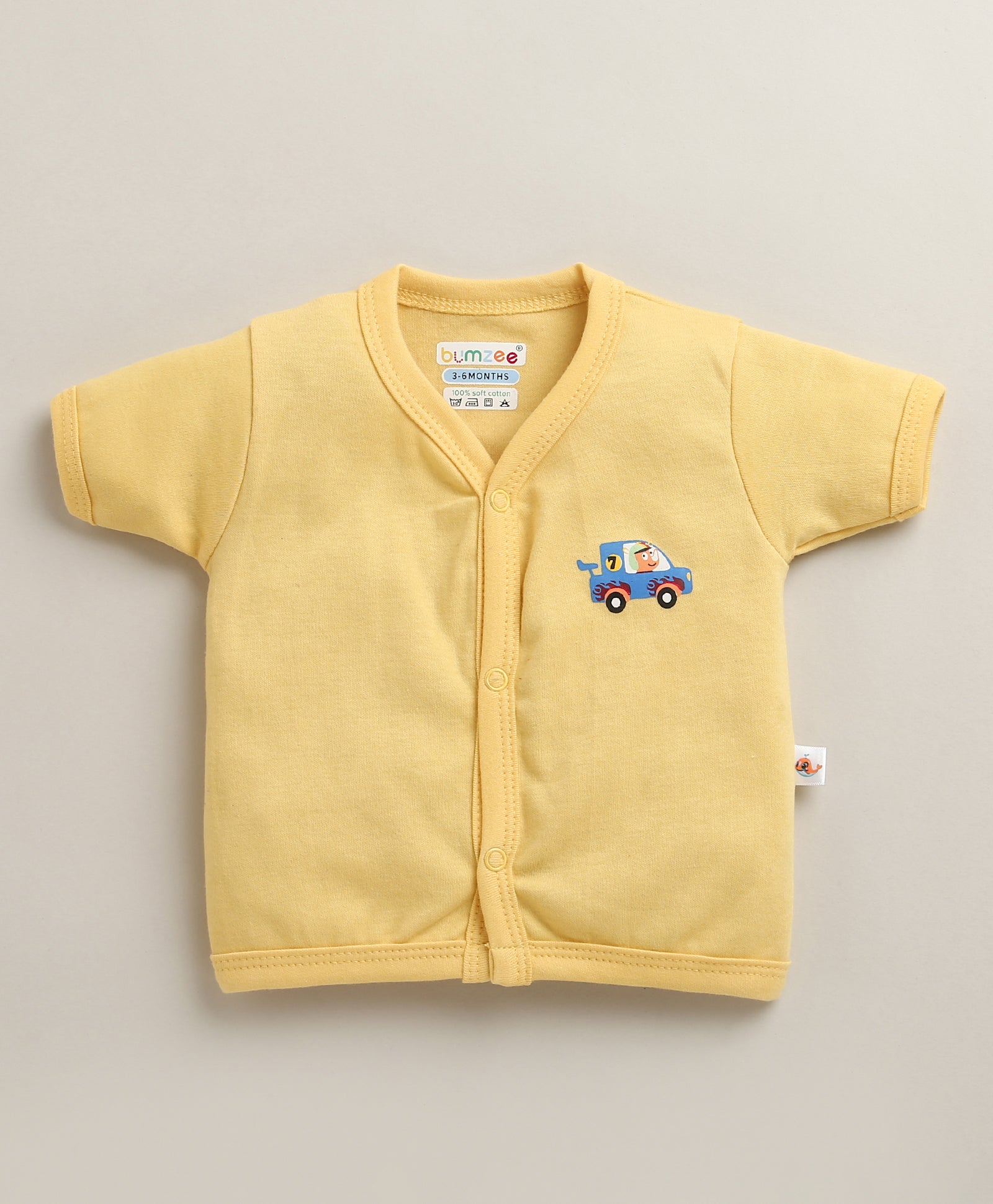 BUMZEE Yellow & Coral Baby Boys Half Sleeves Jabla & Short Set