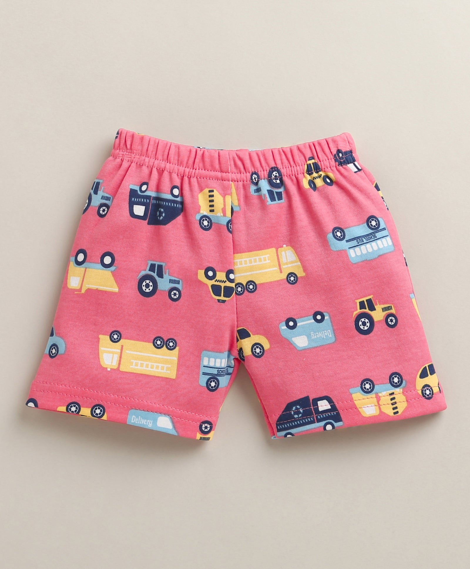 BUMZEE Yellow & Coral Baby Boys Half Sleeves Jabla & Short Set