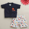 BUMZEE Navy & White Baby Boys Half Sleeves Jabla & Short Set