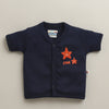 BUMZEE Navy & White Baby Boys Half Sleeves Jabla & Short Set