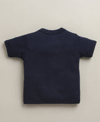 Bumzee Navy & White Graphic Print Jabla & Short Set, Half Sleeves, 100% Cotton
