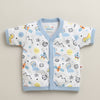 BUMZEE White & Sky Blue Baby Boys Half Sleeves Jabla & Short Set