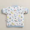 BUMZEE White & Sky Blue Baby Boys Half Sleeves Jabla & Short Set