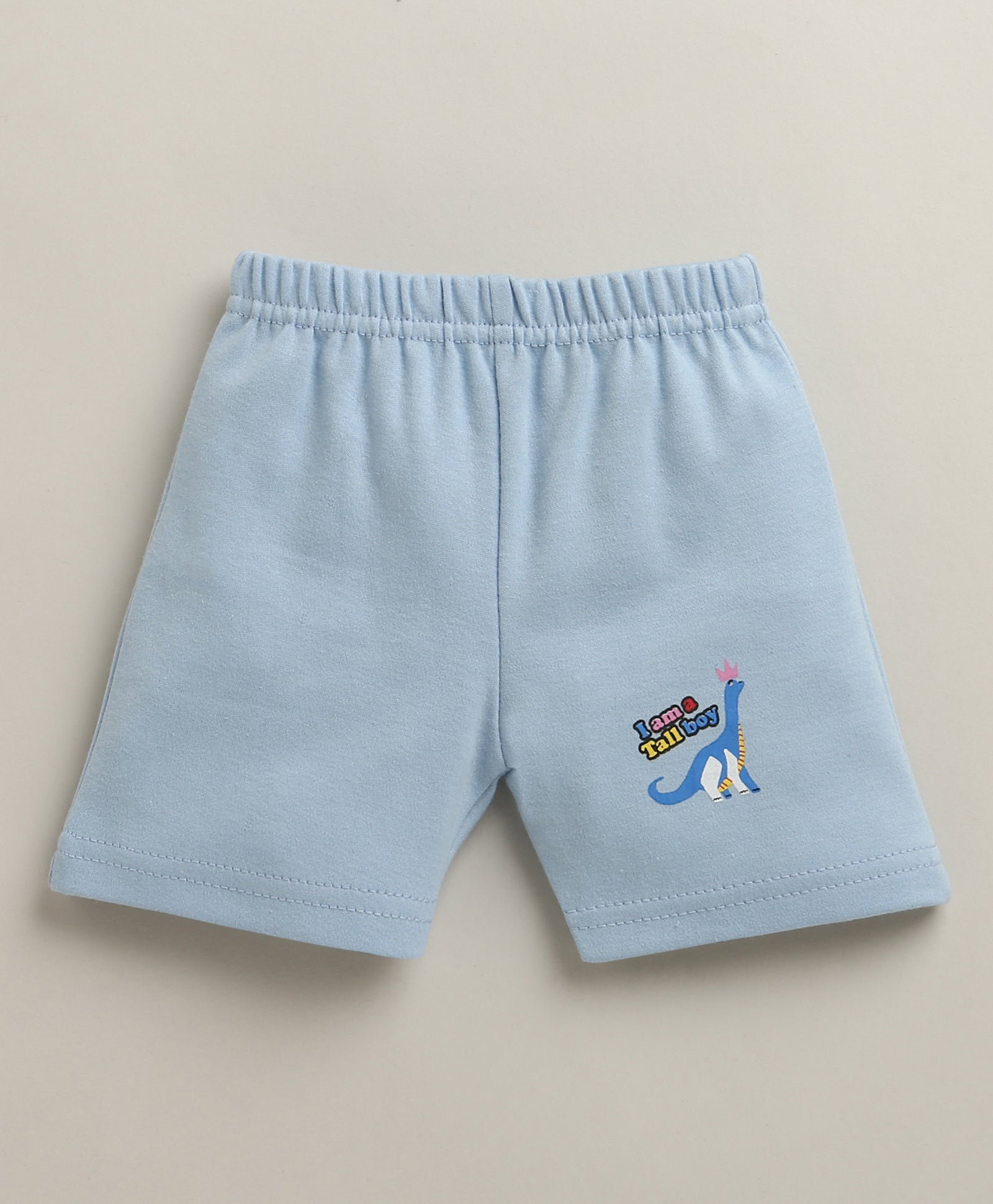 BUMZEE White & Sky Blue Baby Boys Half Sleeves Jabla & Short Set