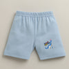 BUMZEE White & Sky Blue Baby Boys Half Sleeves Jabla & Short Set