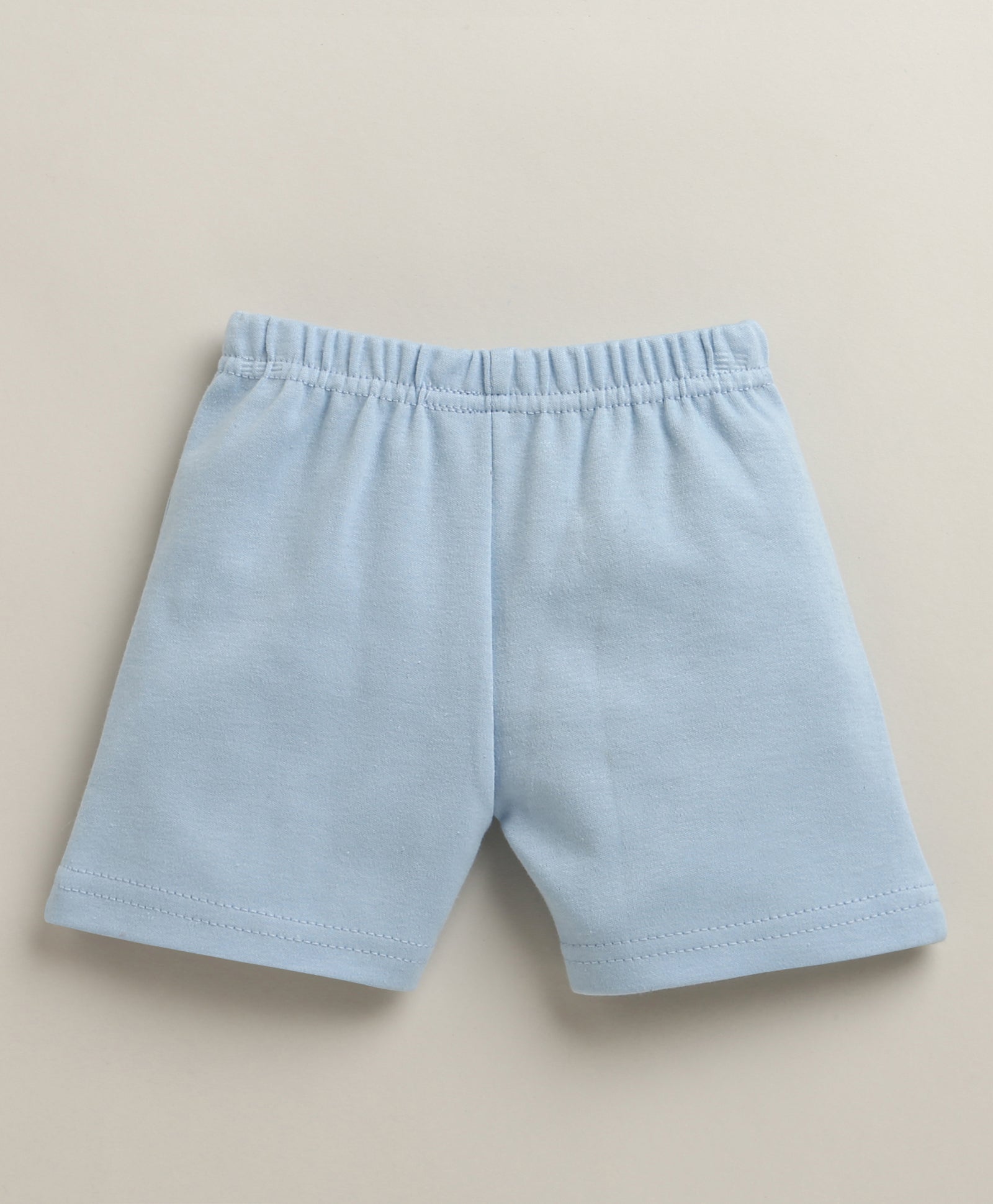 BUMZEE White & Sky Blue Baby Boys Half Sleeves Jabla & Short Set