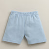 BUMZEE White & Sky Blue Baby Boys Half Sleeves Jabla & Short Set