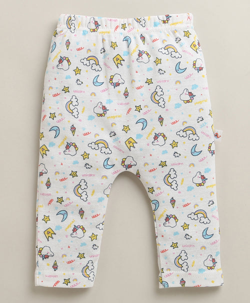 Girls 100% Cotton Animal Diaper Pant for Everyday Comfort - Pink & White