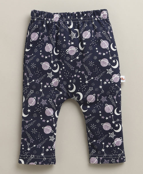 Girls 100% Cotton Graphic Diaper Pant for Everyday Comfort - Lavender & Peach