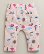 Bumzee Lavender & Peach Graphic Print Diaper Pants, Pack of 3, 100% Cotton