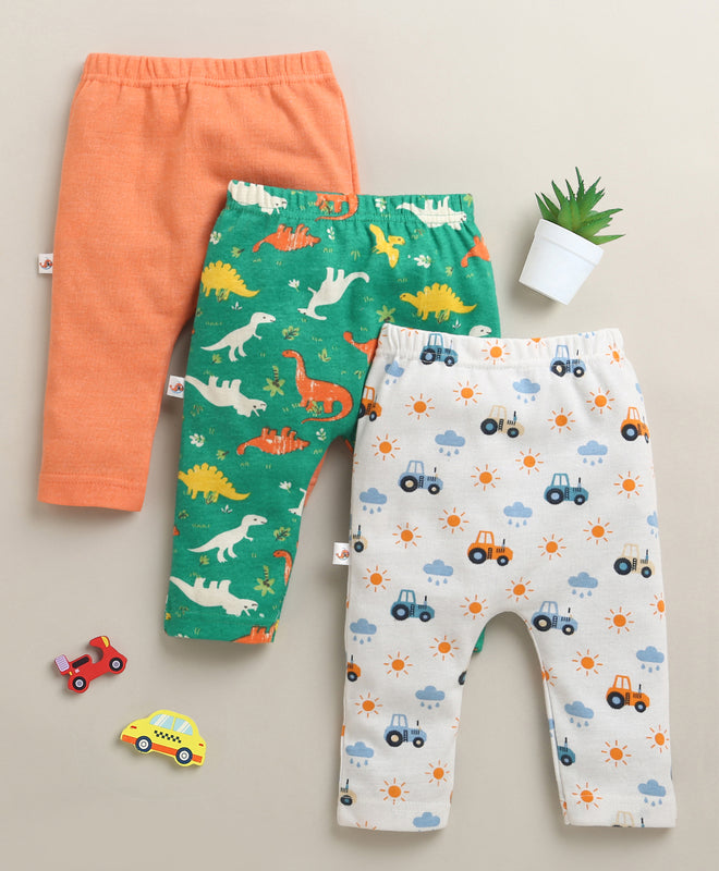 Green & Orange Baby Boys Diaper Pants / Leggings / Pyjamas Pack Of 3