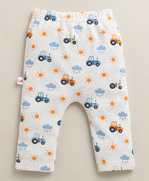 Boys 100% Cotton Graphic Diaper Pant for Everyday Comfort - Green & Orange