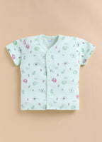 Bumzee Green Animal Print Jabla & Short Set, Half Sleeves, 100% Cotton (Style Peb11572)