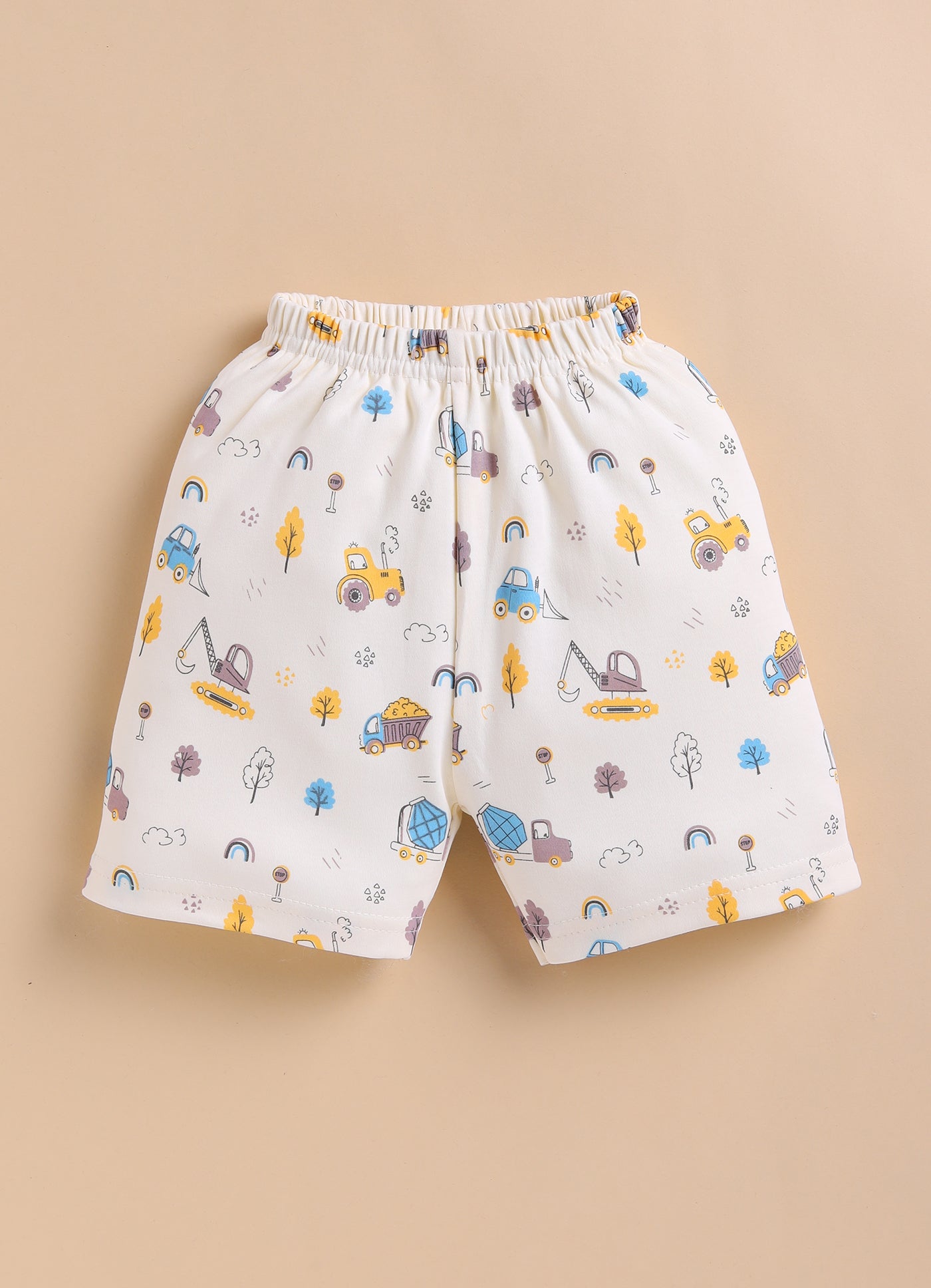 BUMZEE Cream Baby Boys Half Sleeves Jabla & Short Set