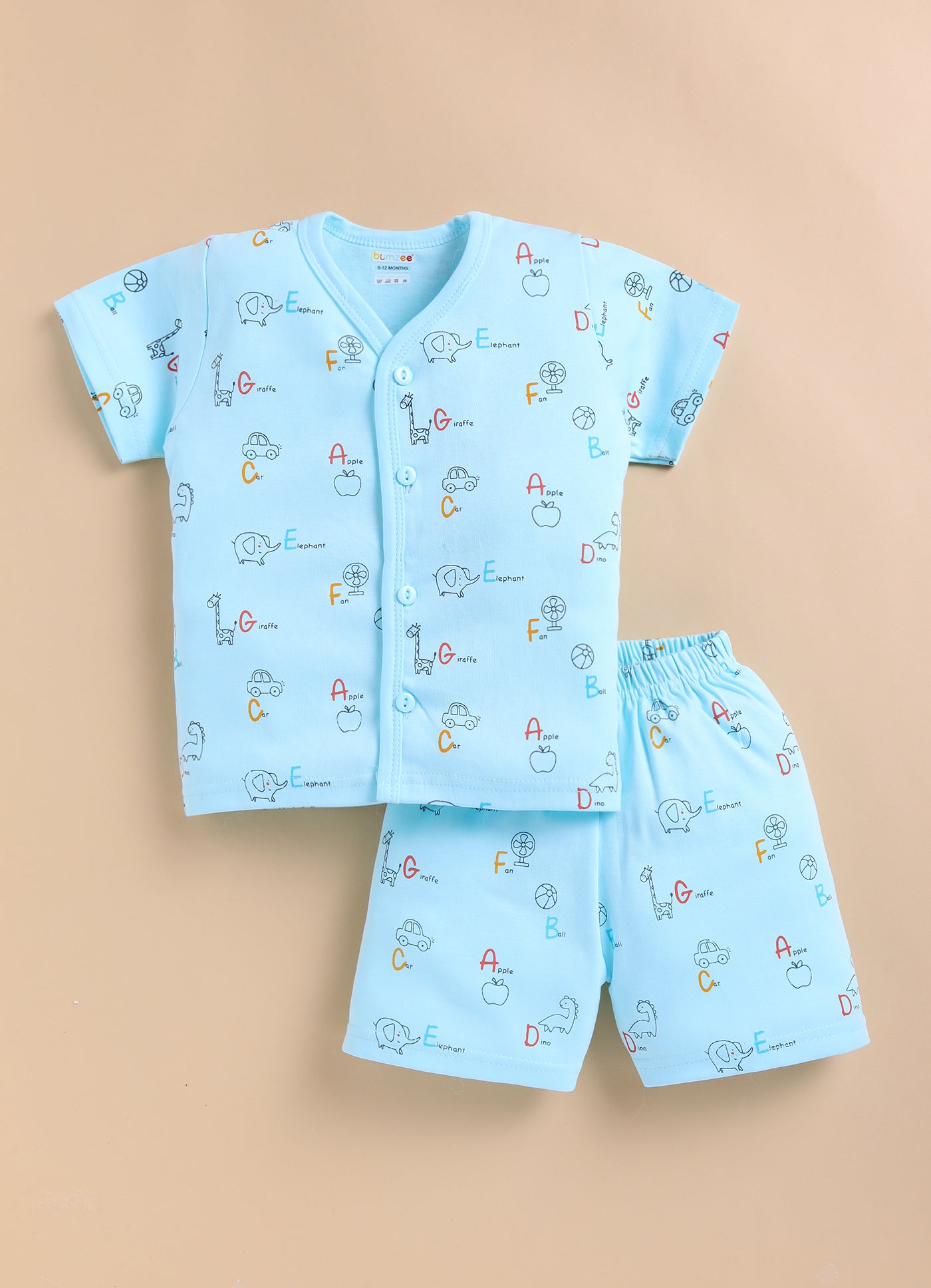 BUMZEE Blue Baby Boys Half Sleeves Jabla & Short Set