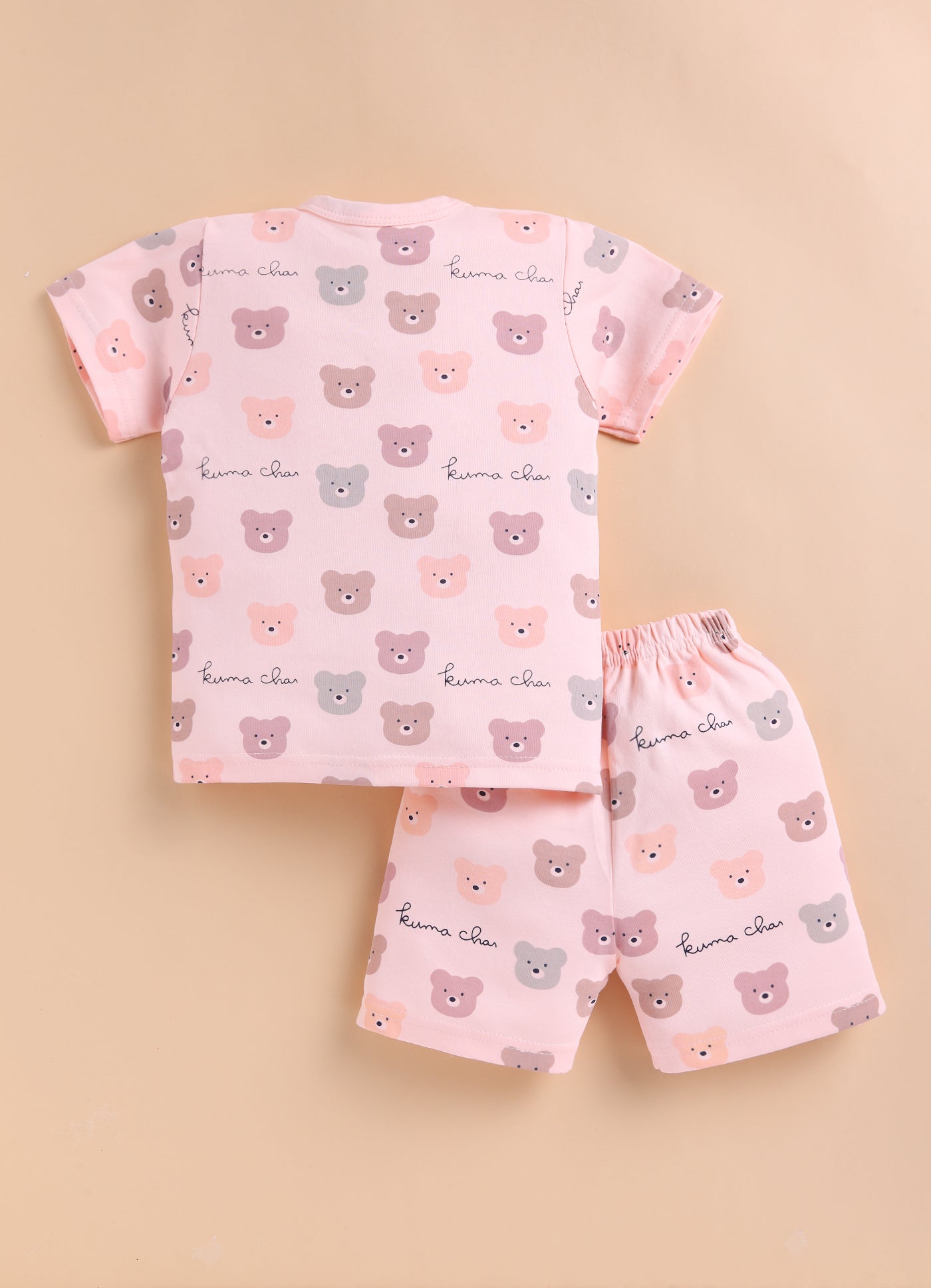 BUMZEE Peach Baby Boys Half Sleeves Jabla & Short Set