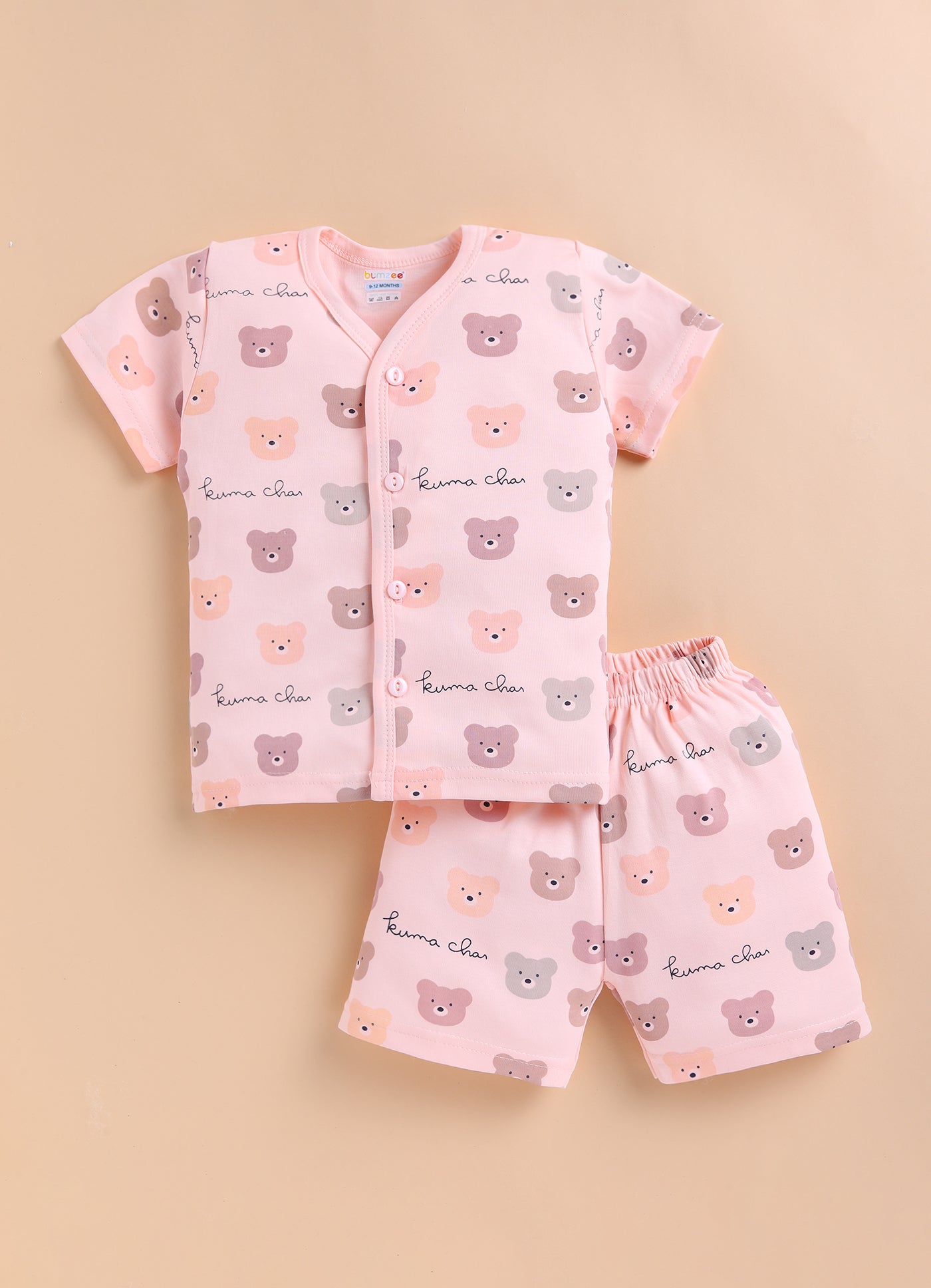 BUMZEE Peach Baby Boys Half Sleeves Jabla & Short Set