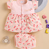 Peach Girls Cap Sleeves Frock With Panty