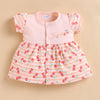 Peach Girls Cap Sleeves Frock With Panty