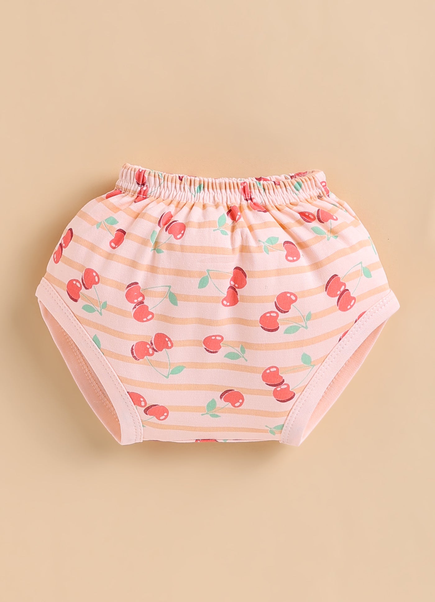 Peach Girls Cap Sleeves Frock With Panty